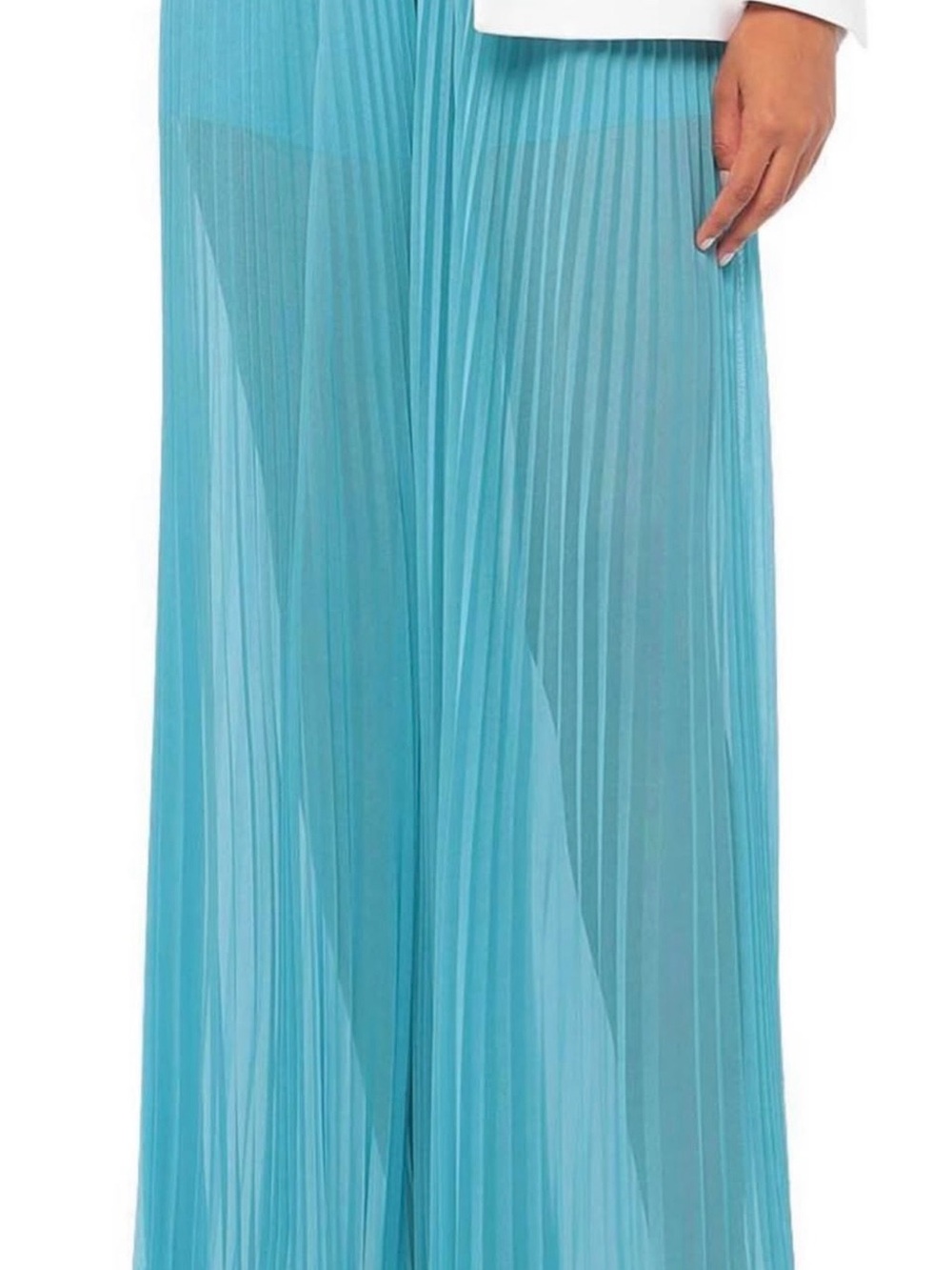 ALBERTA FERRETTI Teal Pleated Wide leg Pants with inner shorts